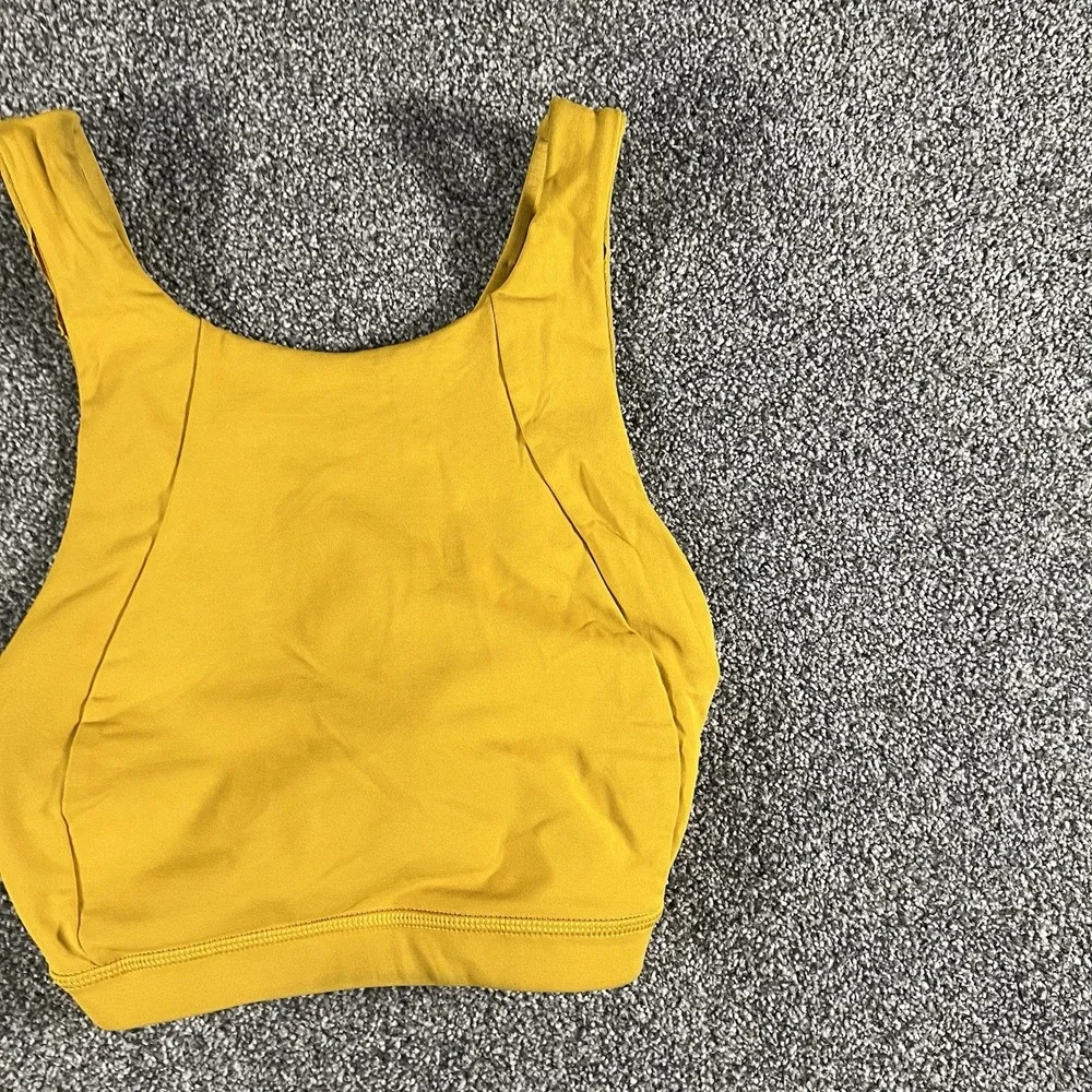 Lululemon Energy Long Line Sports Bra Yellow Medium Support Women's Approx 6